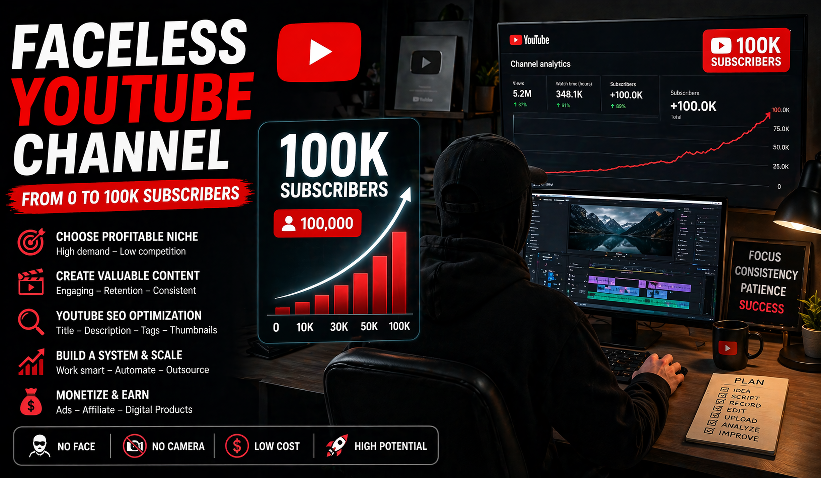 Xây Kênh YouTube Không Lộ Mặt Từ 0 Đến 100K Sub