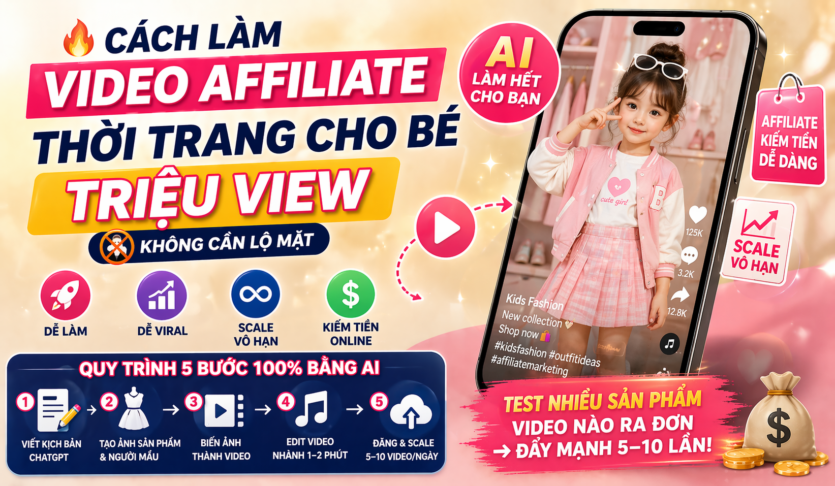 Cách Tạo Video Affiliate Thời Trang Cho Bé Triệu View (Không Cần Lộ Mặt)