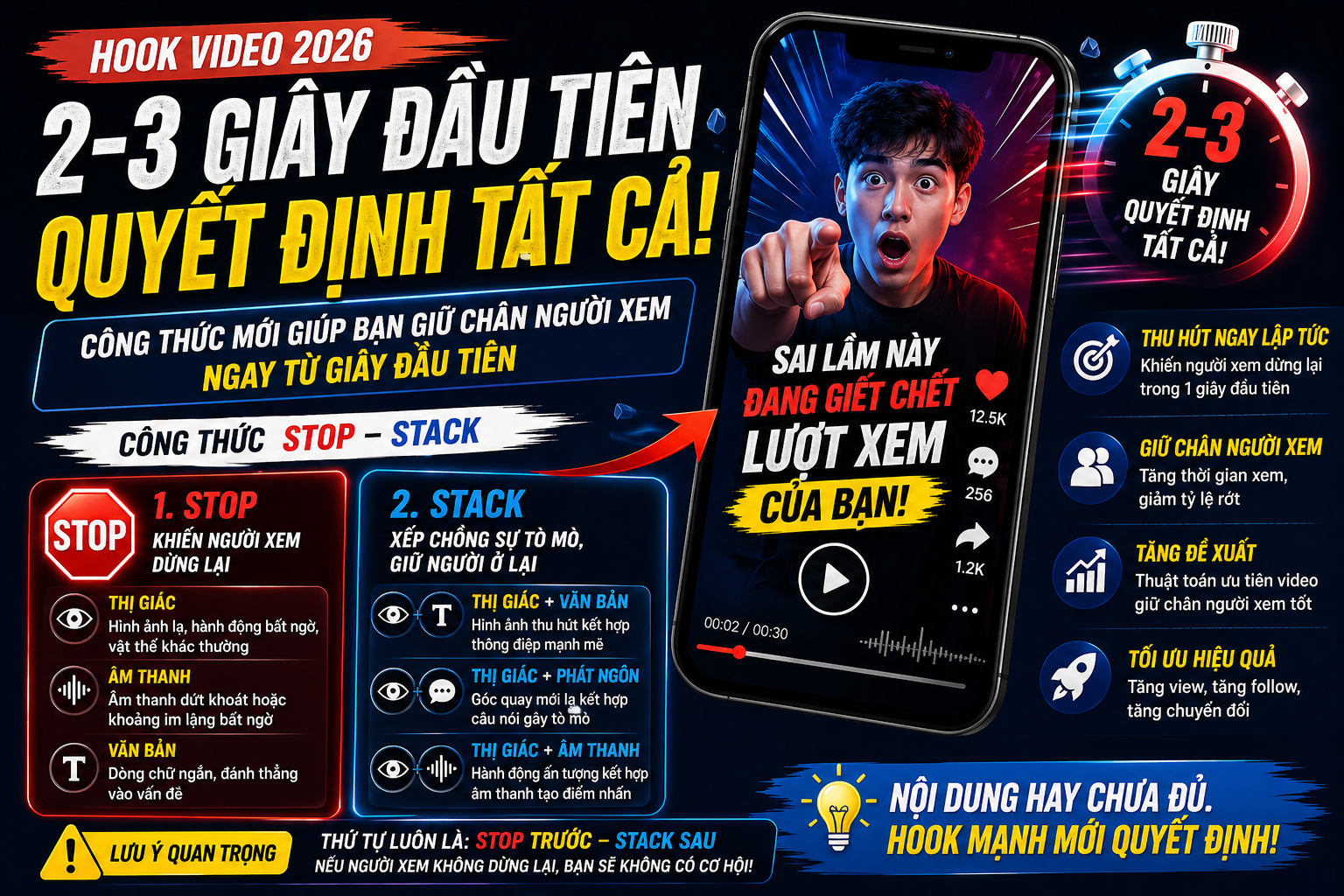 Hook Video 2026: Vì Sao 2–3 Giây Đầu Tiên Quyết Định Toàn Bộ View