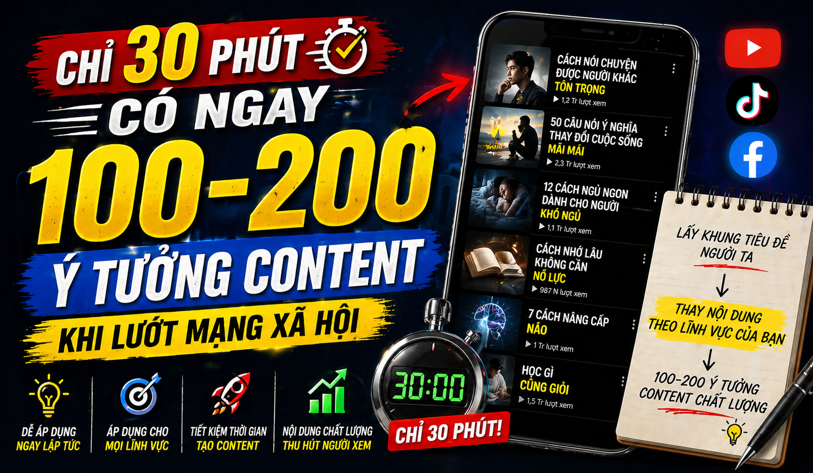 Cách Tạo 100–200 Ý Tưởng Content Chỉ Trong 30 Phút