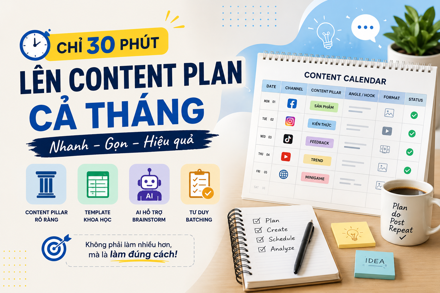 Làm Thế Nào Để Lên Content Plan Cả Tháng Chỉ Trong 30 Phút?